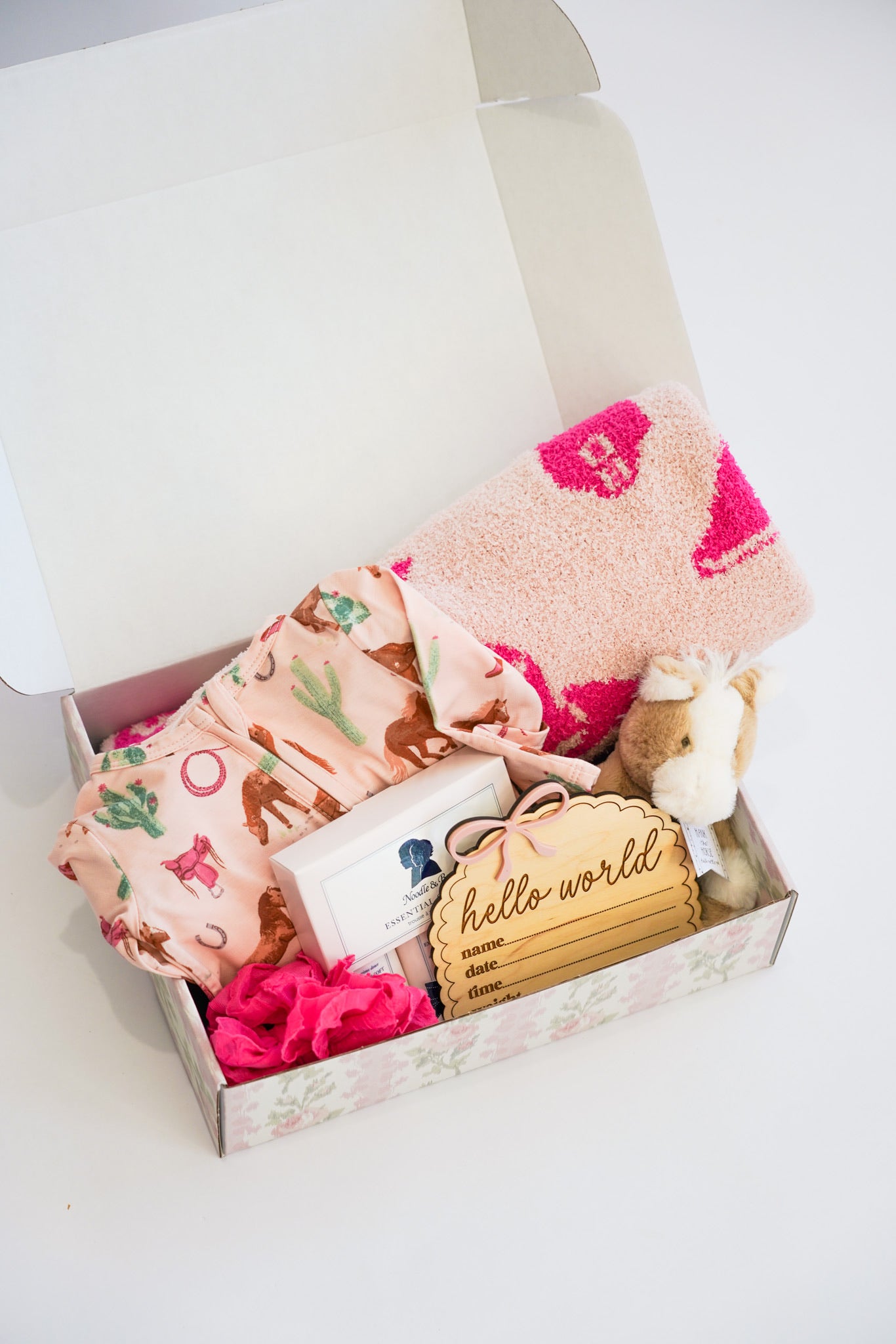 Pink Cowgirl Horse Girls Newborn Gift Box