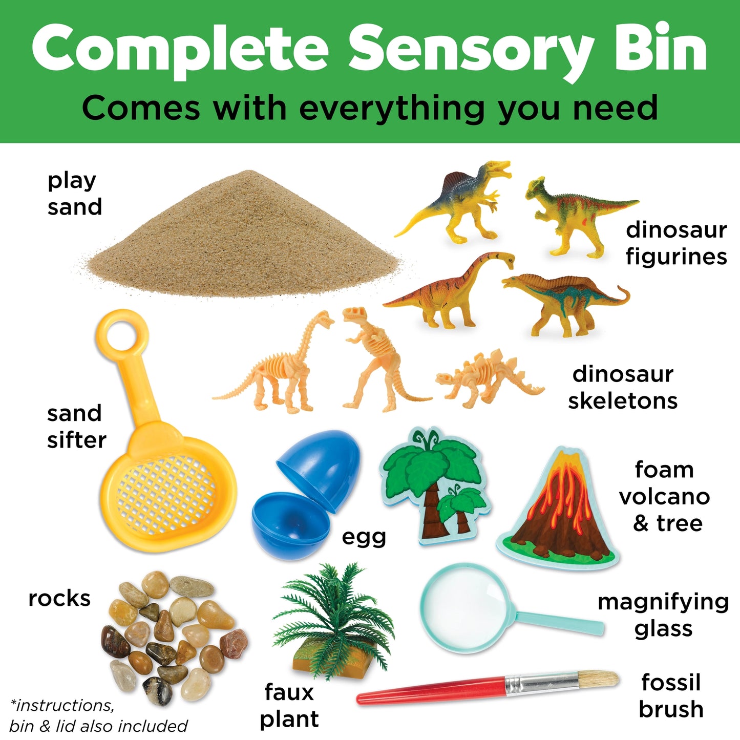 Sensory Bin Dinosaur Dig Activity Bin For Kids Toy Gift