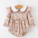 Rylee Faith Girls Floral Peter Pan Collar Bubble