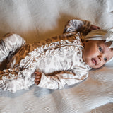 Rockin Royalty Natural Leopard Zip Up Girls Onesie