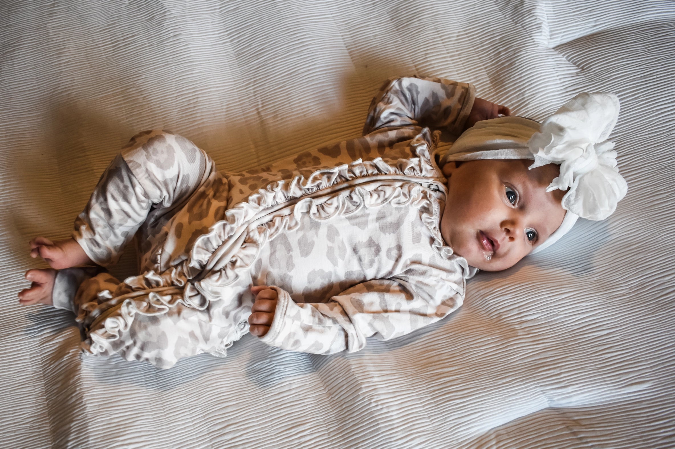 Rockin Royalty Natural Leopard Zip Up Girls Onesie