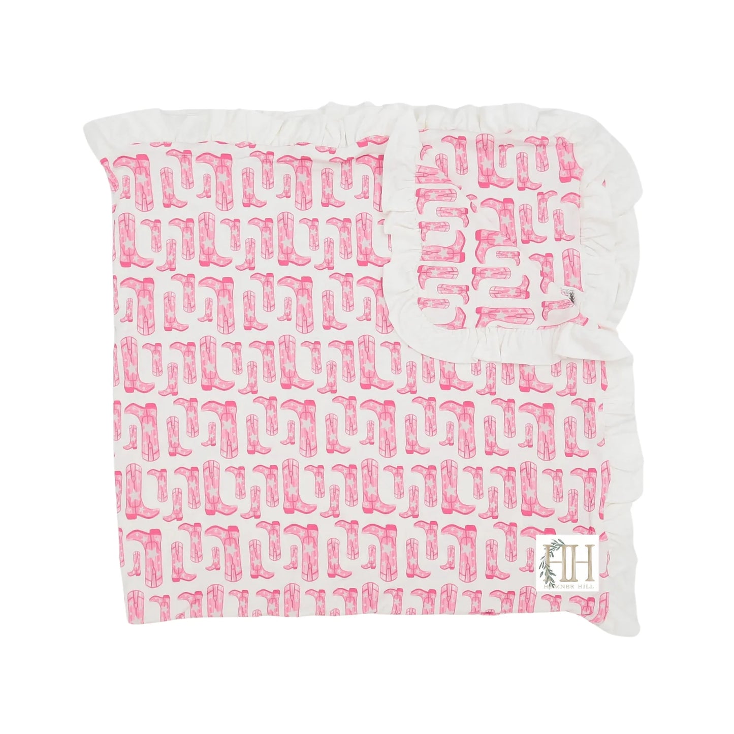 Hamner Hill Baby Blanket- Pink Cowgirl Boots