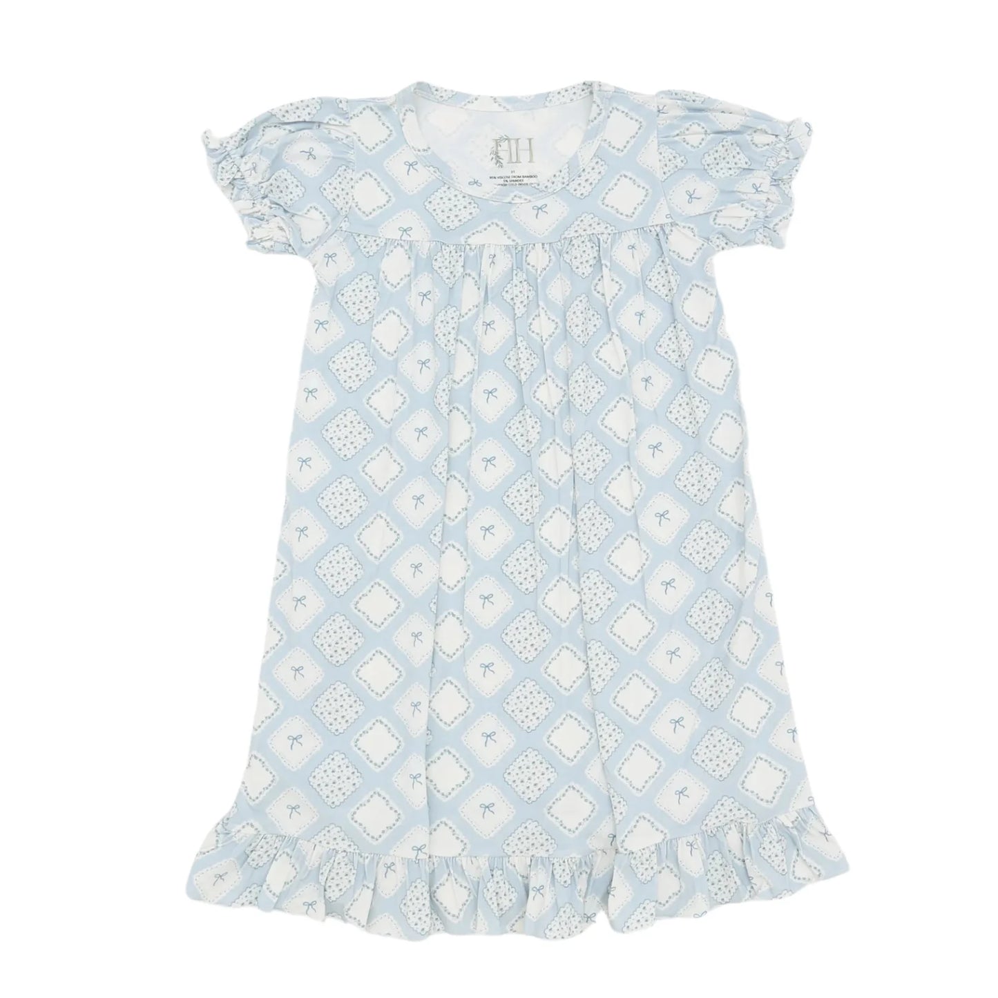 Hamner Hill Girls Quilted Bow Patch Bamboo Nightgown
