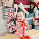 Poppy Kids Girls Candy Cane Ribbons Ruffle Onesie