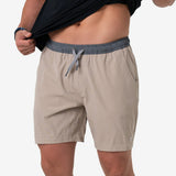 Burlebo Mens Khaki Venado Camo Liner Athletic 7" Shorts