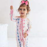 In My Jammers Floral Bow & Plaid Bamboo Girs Onesie