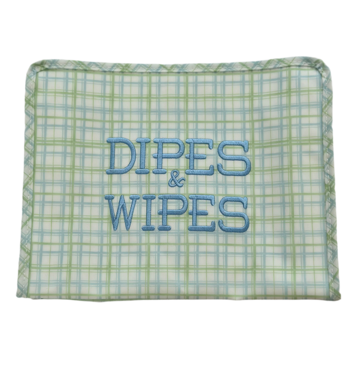 Dipes & Wipes Embroidered TRVL Plaid Large Roadie Pouch Bag