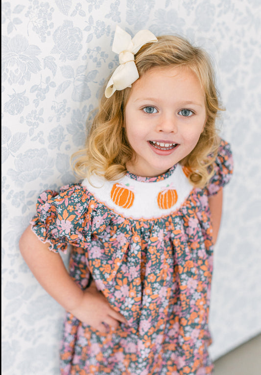 Poppy Kids Co Kelly Smocked Pumpkin Dress
