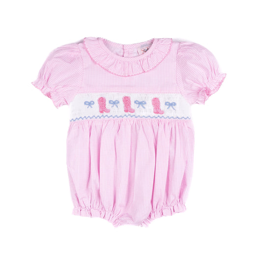 Shop Teeta Pink Cowgirl Boots Smocked Girls Bubble