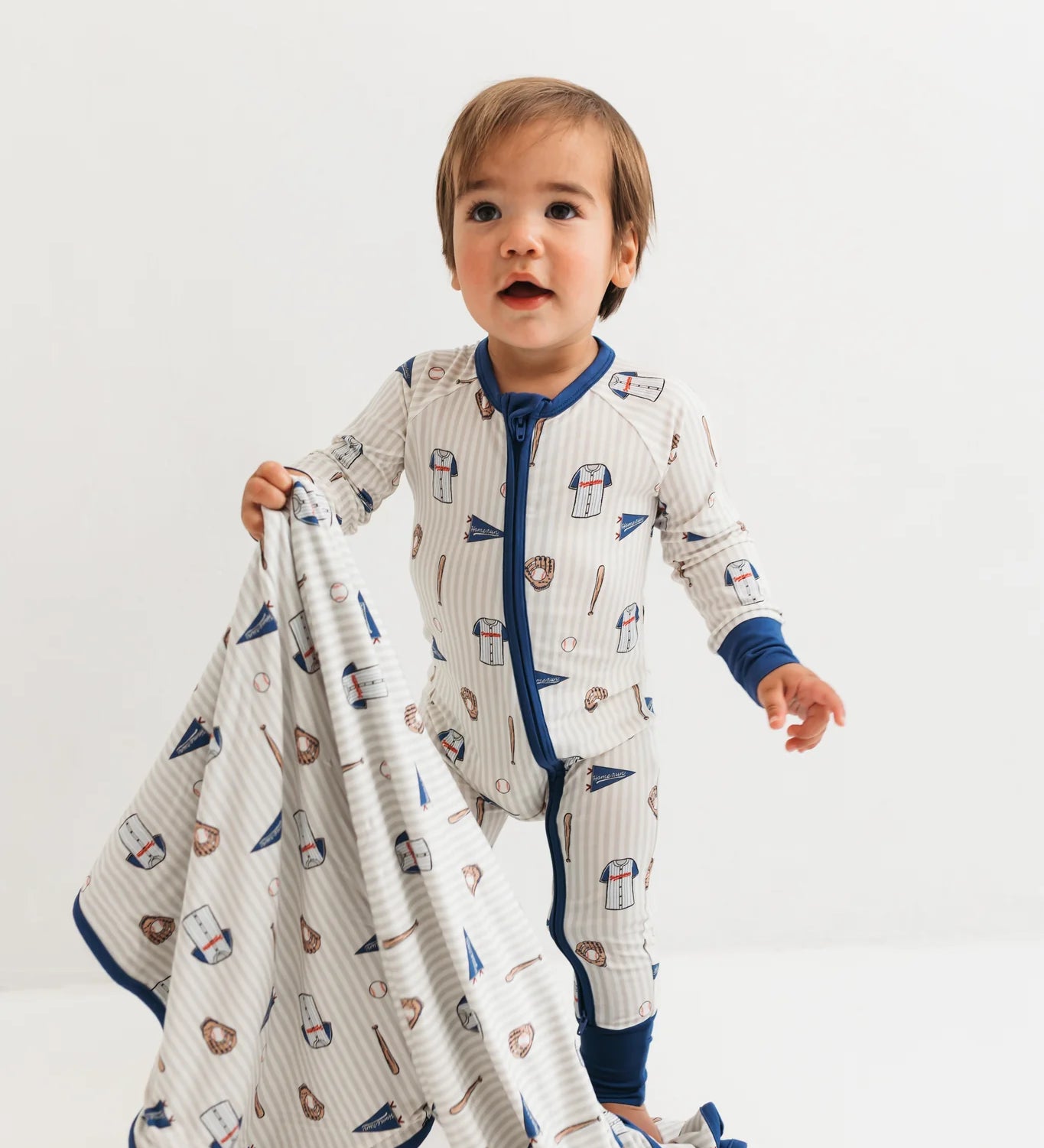 In My Jammers Blue Baseball  Bamboo Boys Onesie