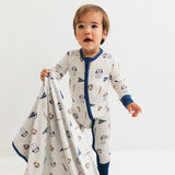 In My Jammers Blue Baseball  Bamboo Boys Onesie