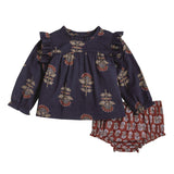 Mudpie Navy Floral Pinafore Set