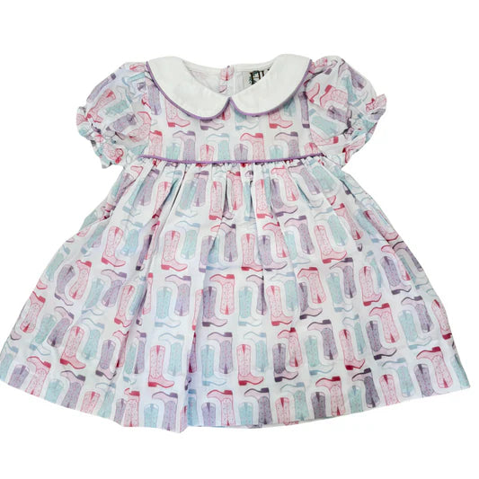Hamner Hill Tulip Boots and Spurs Collared Girls Dress