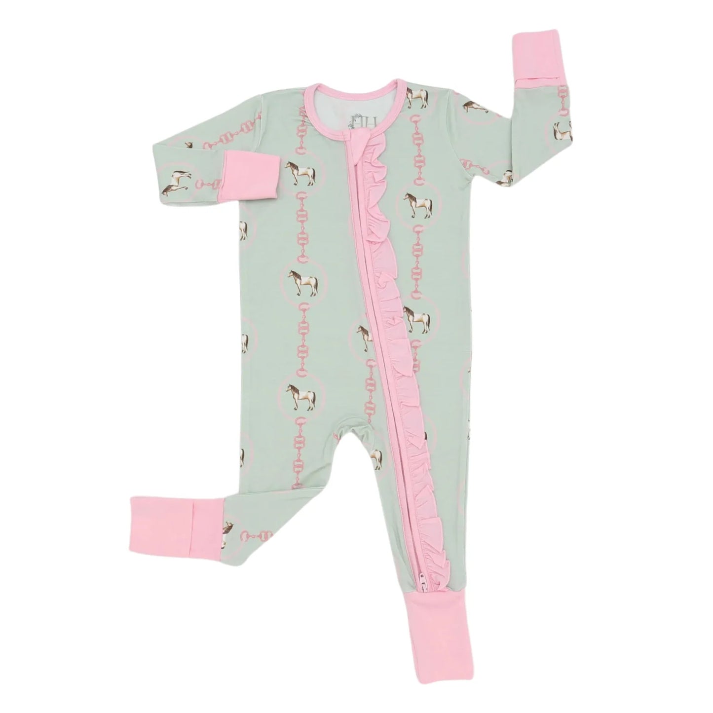 Hamner Hill Girls Green Horse Bridle Bamboo Nightgown
