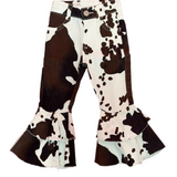Cow Print Girls Bell Bottoms