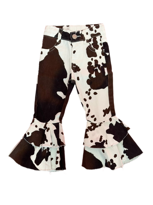 Cow Print Girls Bell Bottoms