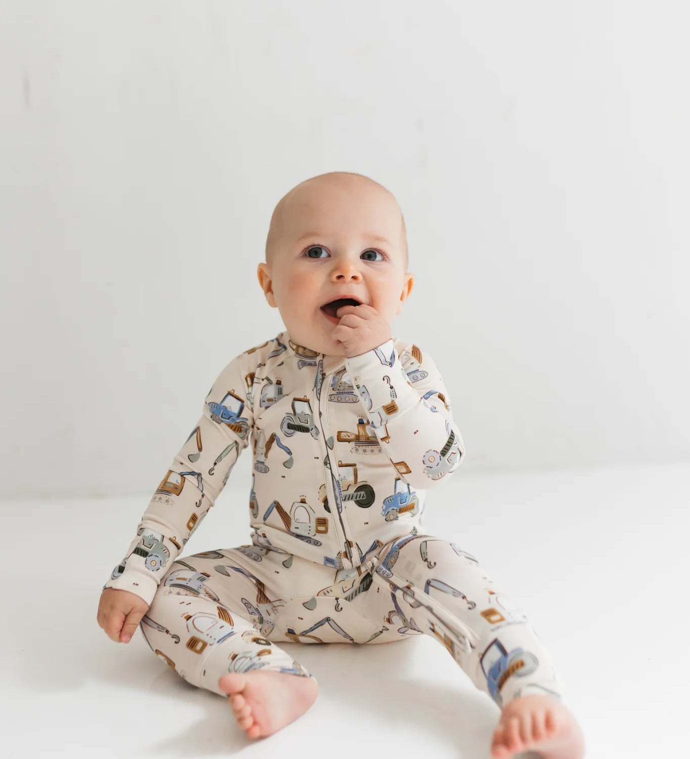 In My Jammers Little Excavator Bamboo Boys Onesie