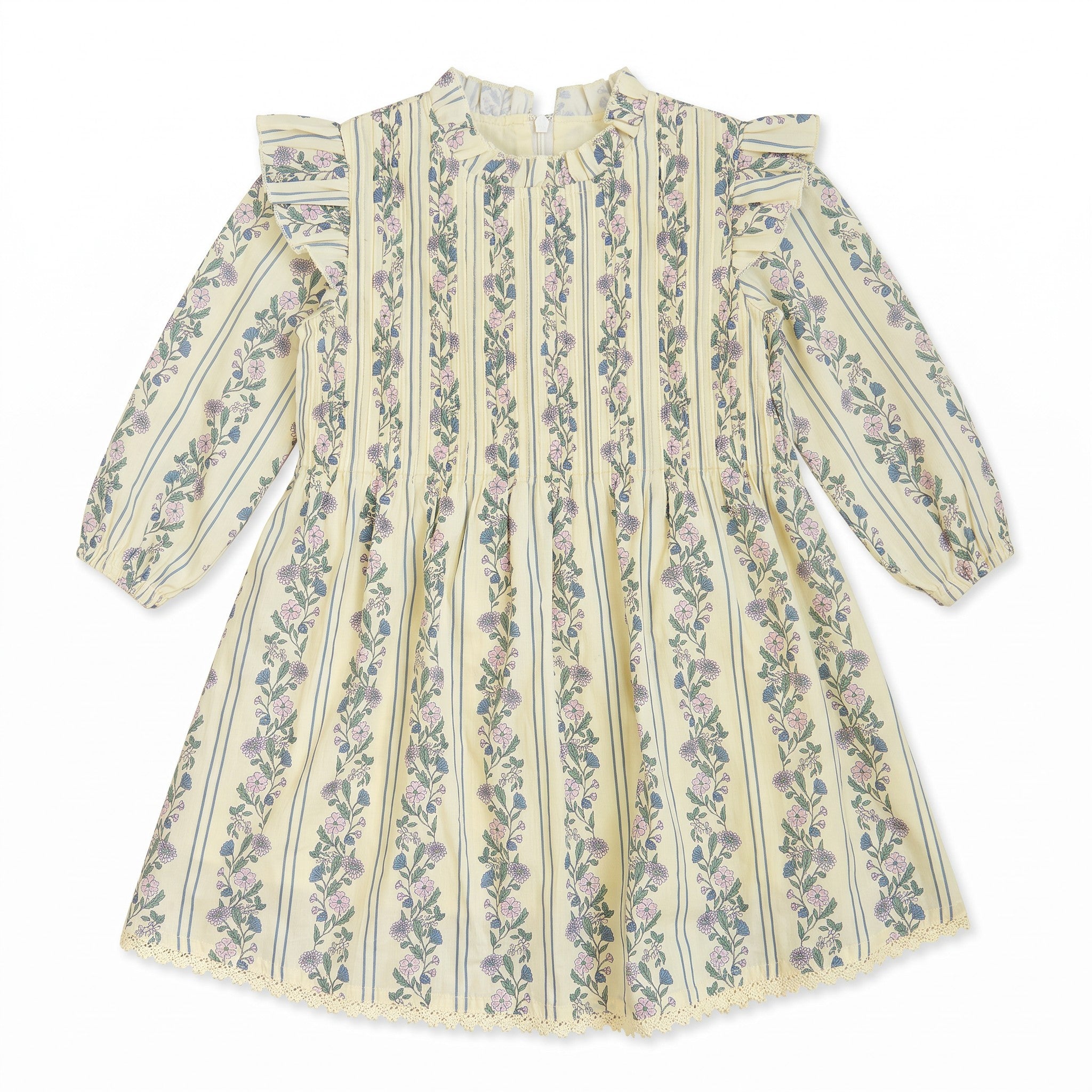 Hollis Baker Girls Yellow Floral Stripe Dress
