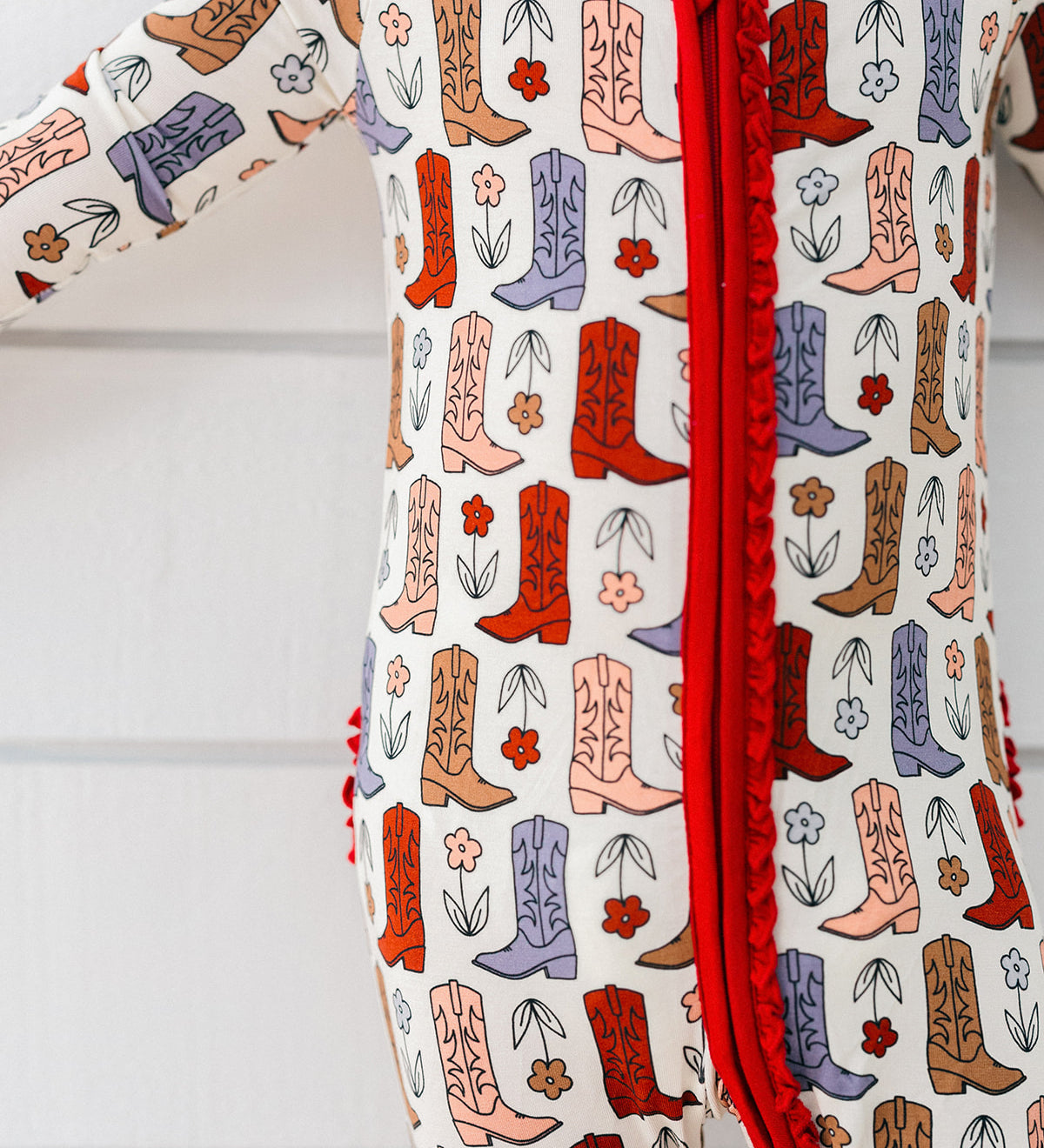 Poppy Kids Girls Boots And Blooms Onesie