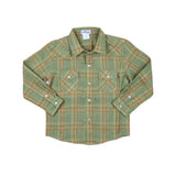BlueQuail Boys Deer Camp Plaid Flannel Pearl Snap Long Sleeve Shirt
