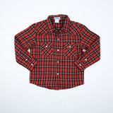 BlueQuail Boys Holiday Plaid Flannel Pearl Snap Long Sleeve Shirt