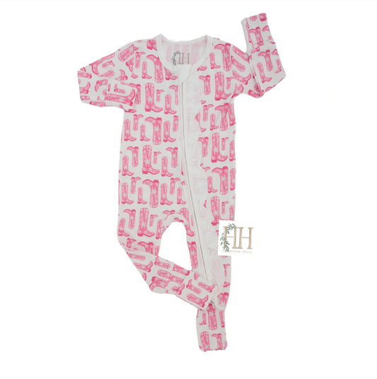 Hamner Hill Pink Cowgirl Boots Onesie