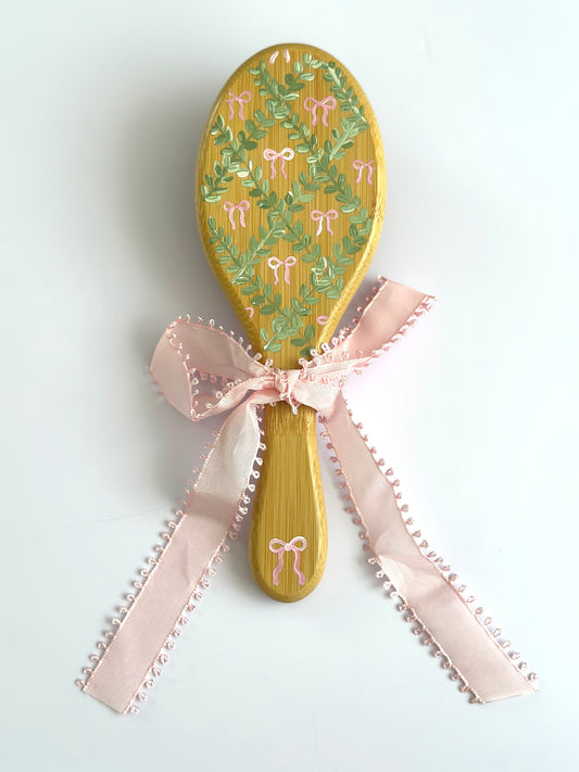 Hand Painted Girls Hair Brush - Bows & Vines