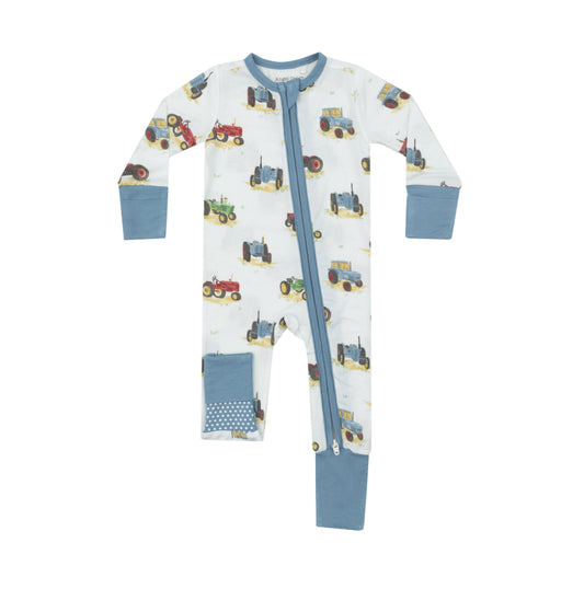 Angel Dear Vintage Tractors Bamboo Onesie Pajamas