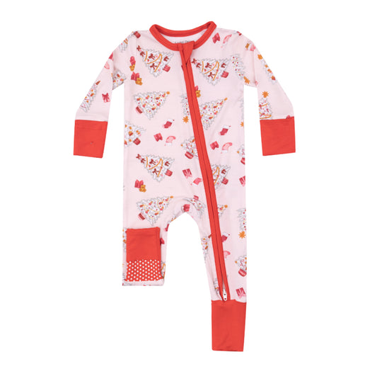 Angel Dear Pink Chritmas Tree Bamboo Christmas Onesie Pajamas