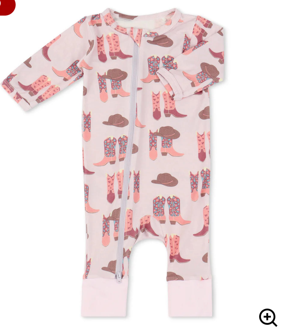 Bestaroo Rodeo Princess Bamboo Zipper Onesie