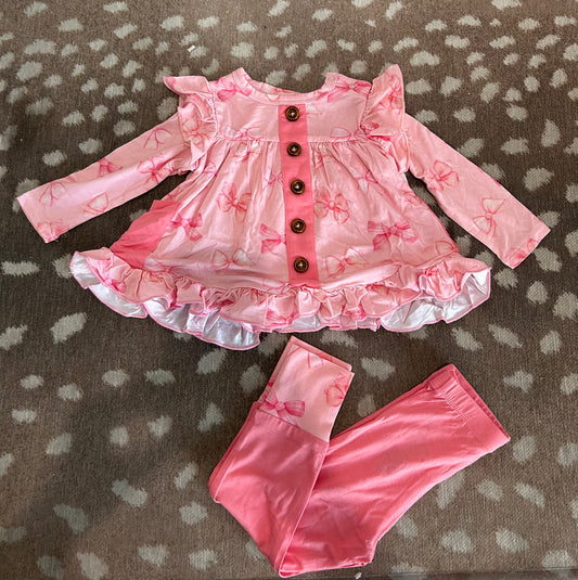 Pink Bow Two Piece Peplum Set