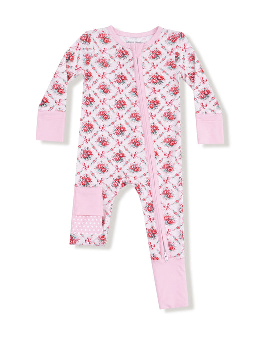 Angel Dear Rose Bow Lattice Floral Girls Onesie