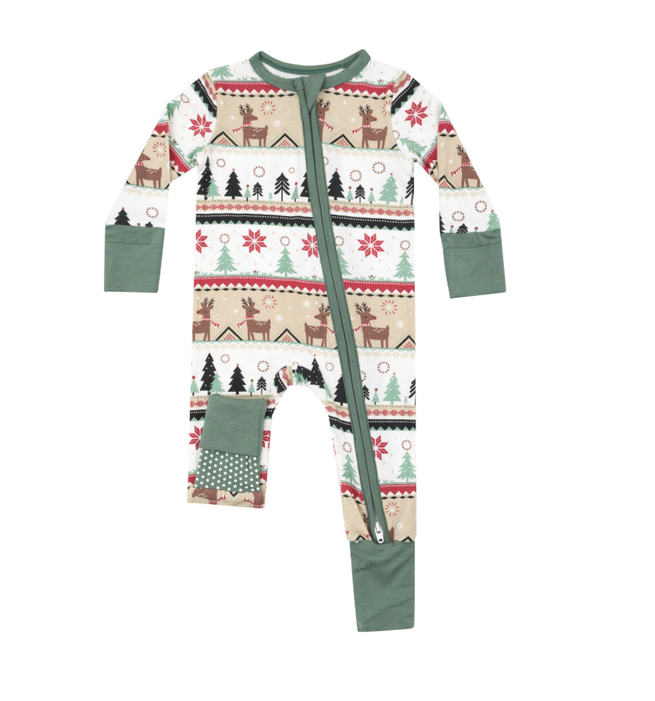 Angel Dear Fair Isle Bamboo Christmas Onesie Pajamas