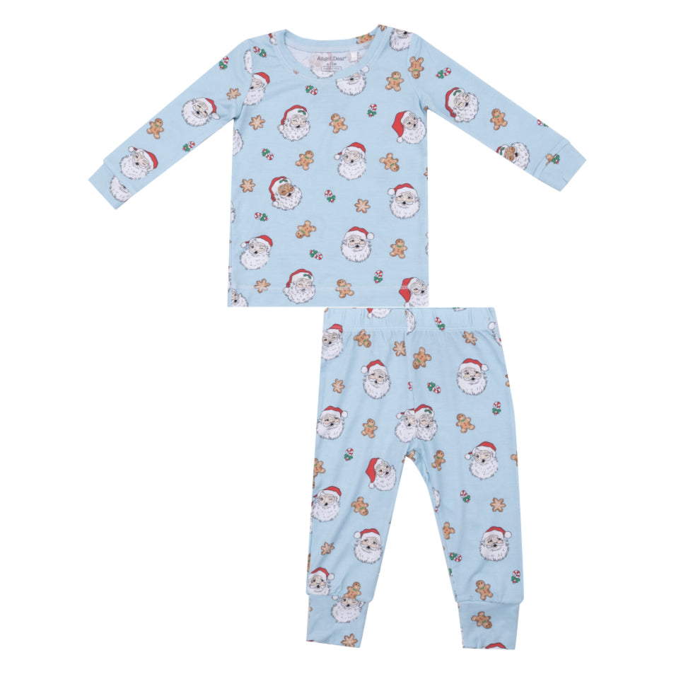 Angel Dear Blue Santa Christmas Bamboo Two Piece Pajamas