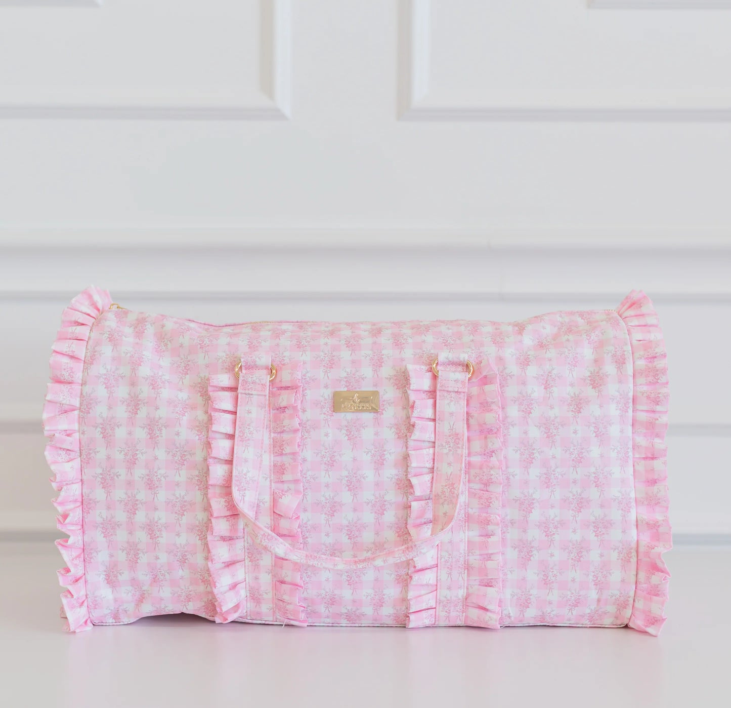 Hollis Ruffled Nylon Pink Floral Weekender Bag