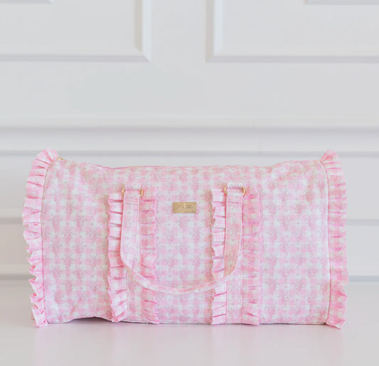 Hollis Ruffled Nylon Pink Floral Weekender Bag