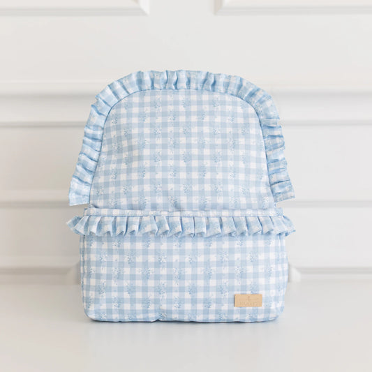 Hollis Ruffled Nylon Blue Floral Backpack
