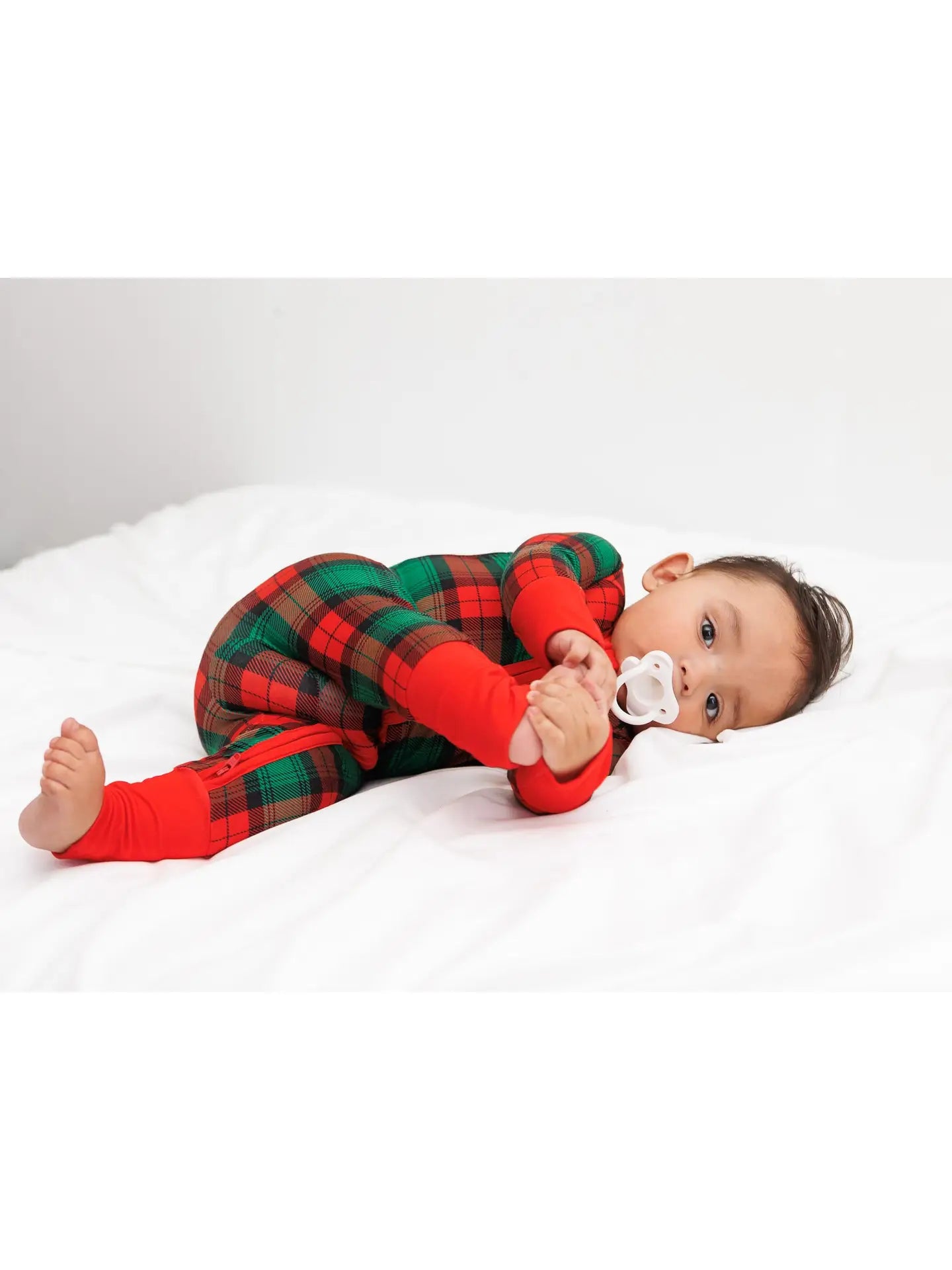 Classic Christmas Plaid Bamboo Onesie