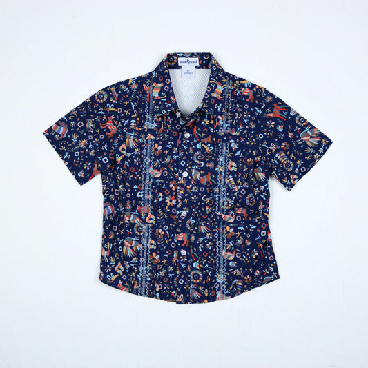BlueQuail Guayabera Fall Otomi Short Sleeve Boys Shirt