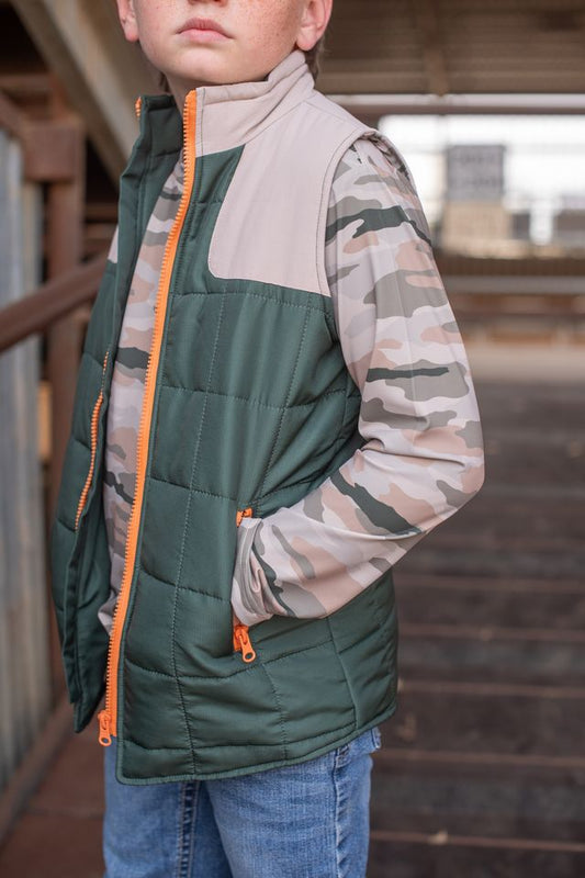 BlueQuail Green/Khaki Classic Camo Boys Vest