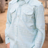 BlueQuail Aztec Stripe Pearl Snap Long Sleeve Boys Shirt