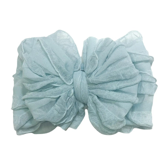 Baby Blue Ruffle Head Wrap Bow