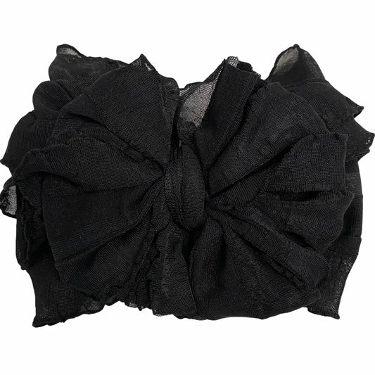 Black Ruffle Head Wrap Bow