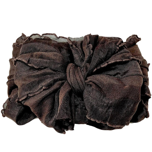 Brown Ruffle Head Wrap Bow