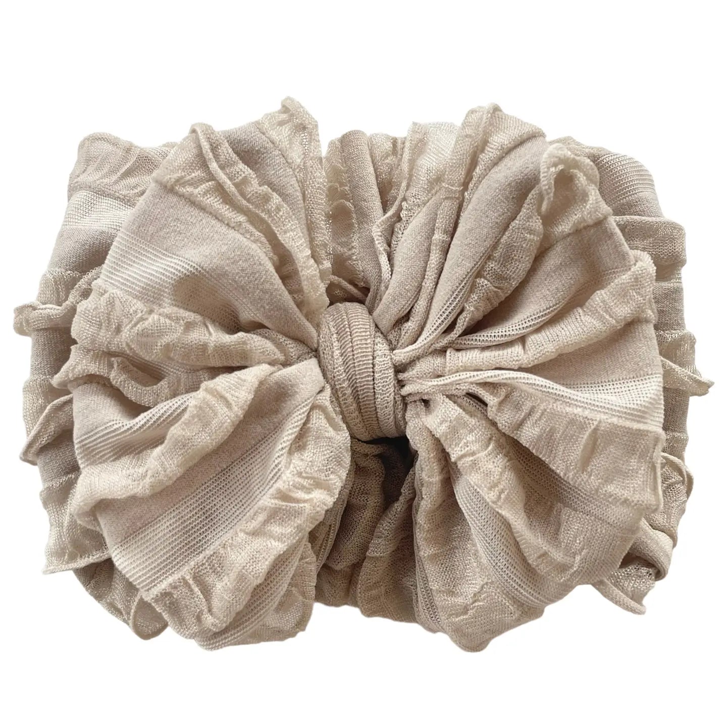 Champagne Ruffle Head Wrap Bow