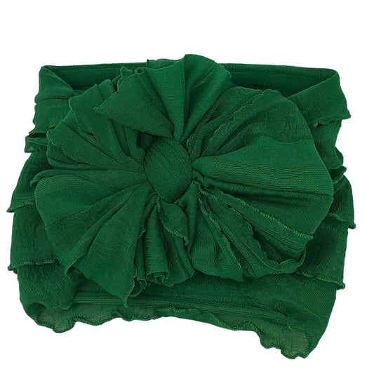 Christmas Green Ruffle Head Wrap Bow