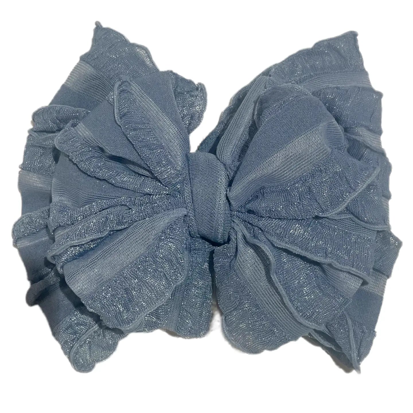 Denim Ruffled Head Wrap Bow