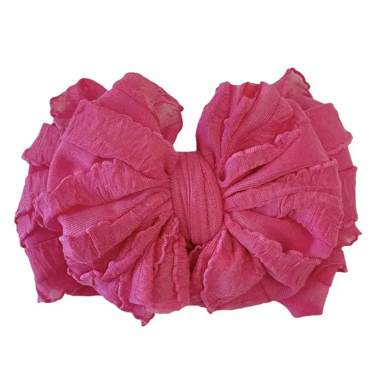 Hot Pink Ruffle Head Wrap Bow