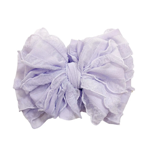 Lavender Ruffle Head Wrap Bow