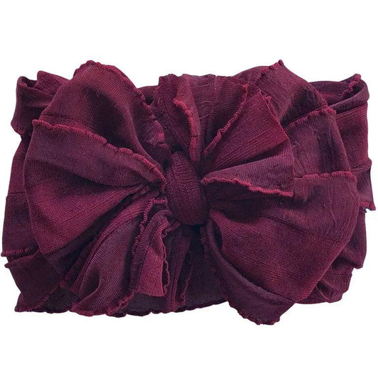 Maroon Ruffle Head Wrap Bow